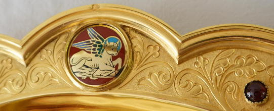 French antique solid silver gilt Gothic Chapel Set